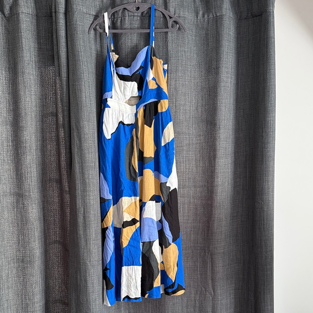 Nine West Blue and Black Abstract Midi Dress
